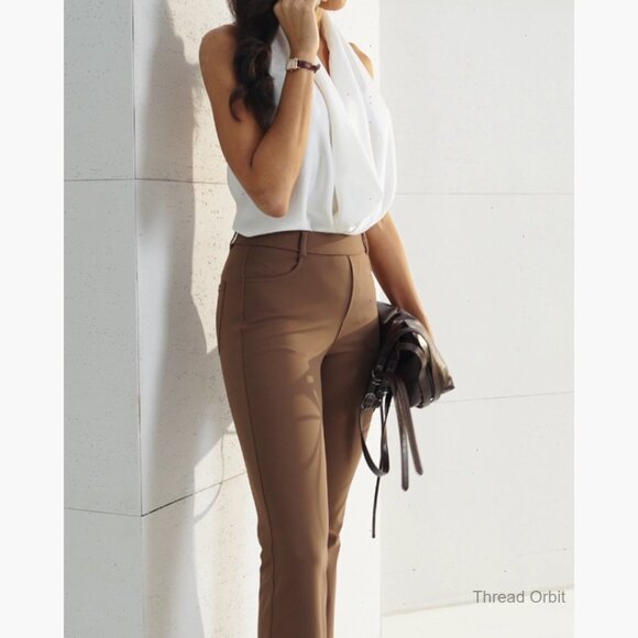 Stretchy Bootcut Dress Pants with Pockets, Office Work Slacks Pull-On Trousers - Picture 7 of 7